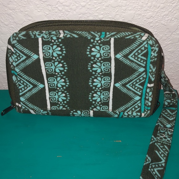 Sak Saum Wallet Wristlet Olive and Turquoise - Picture 4 of 7